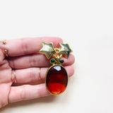 ORANGE FLAT BROOCH