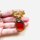 ORANGE FLAT BROOCH