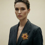 JANE LES BERNARD RED BROOCH