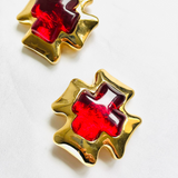 RED CROSS EARRINGS LES BERNARD VO