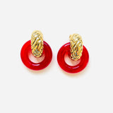 VERA RED SQUARE EARRINGS