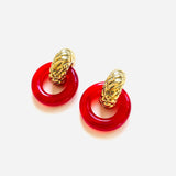 VERA RED SQUARE EARRINGS