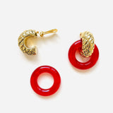 VERA RED SQUARE EARRINGS
