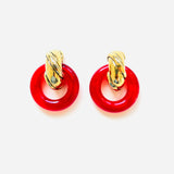 VERA RED STRIPED EARRINGS
