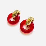 VERA RED STRIPED EARRINGS