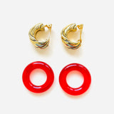VERA RED STRIPED EARRINGS