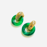 VERA GREEN SQUARE EARRINGS