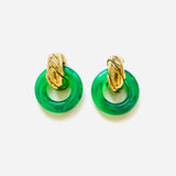 VERA GREEN STRIPED EARRINGS