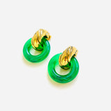 VERA GREEN STRIPED EARRINGS