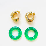 VERA GREEN STRIPED EARRINGS