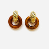 VERA BROWN PLAID EARRINGS