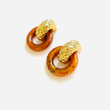VERA BROWN PLAID EARRINGS